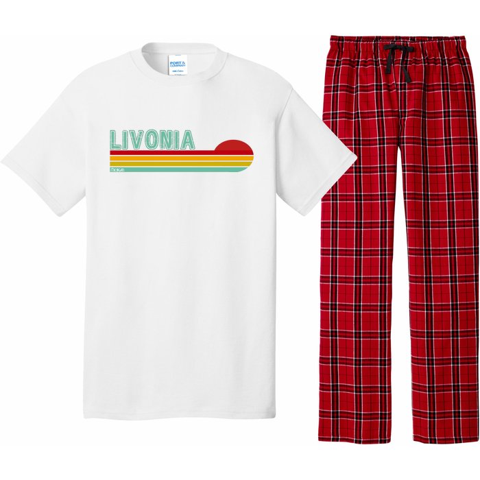 Livonia Michigan Retro Sunset Logo Pajama Set