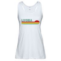 Livonia Michigan Retro Sunset Logo Ladies Essential Flowy Tank