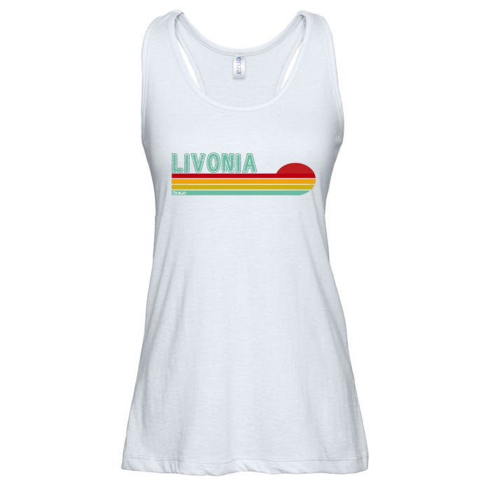 Livonia Michigan Retro Sunset Logo Ladies Essential Flowy Tank