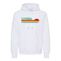 Livonia Michigan Retro Sunset Logo Premium Hoodie