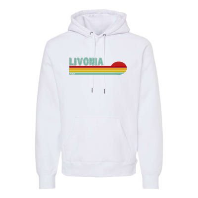 Livonia Michigan Retro Sunset Logo Premium Hoodie