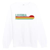 Livonia Michigan Retro Sunset Logo Premium Crewneck Sweatshirt