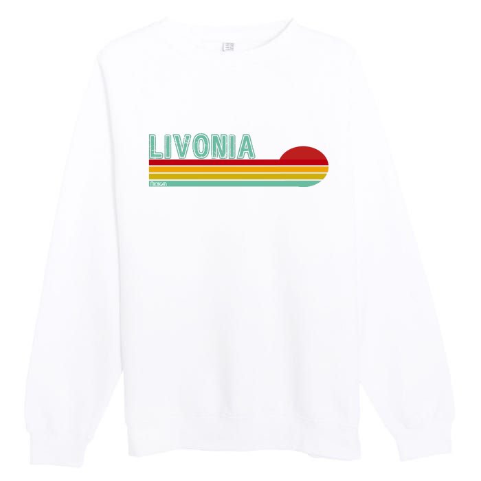 Livonia Michigan Retro Sunset Logo Premium Crewneck Sweatshirt