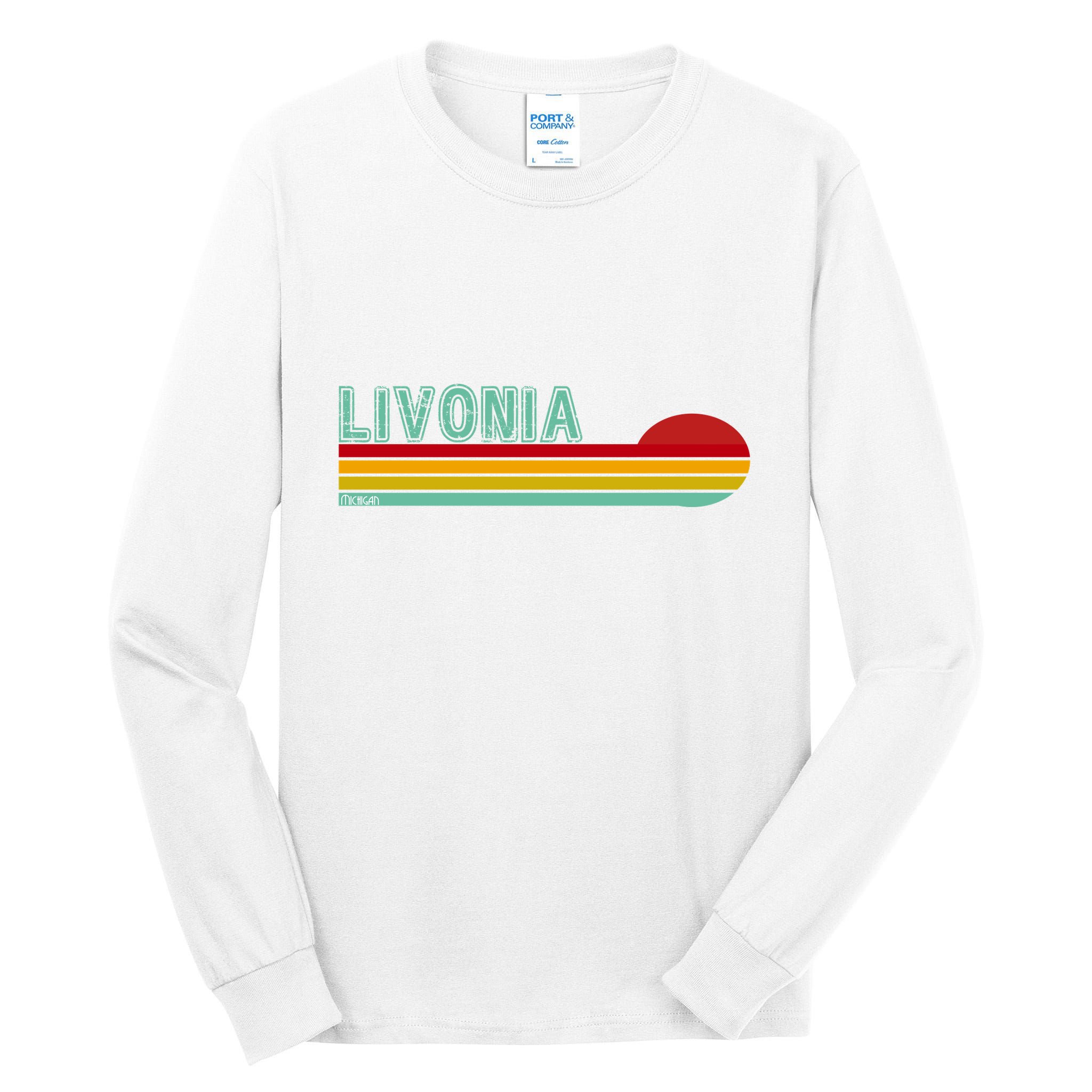 Livonia Michigan Retro Sunset Logo Tall Long Sleeve T-Shirt