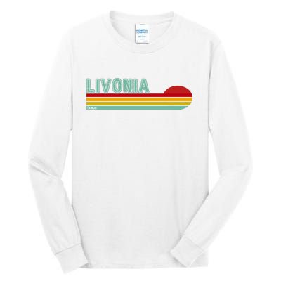 Livonia Michigan Retro Sunset Logo Tall Long Sleeve T-Shirt