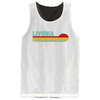 Livonia Michigan Retro Sunset Logo Mesh Reversible Basketball Jersey Tank