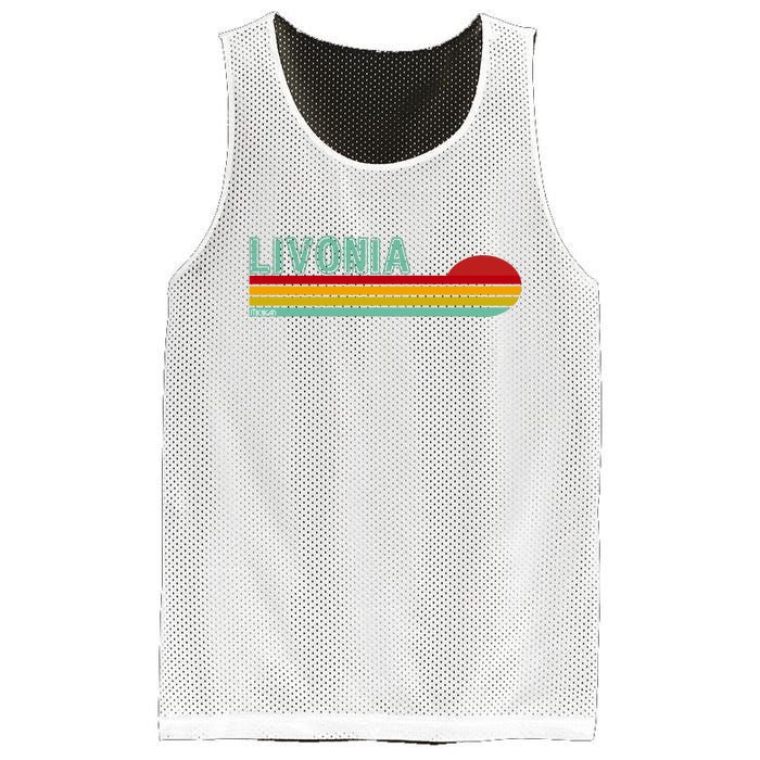 Livonia Michigan Retro Sunset Logo Mesh Reversible Basketball Jersey Tank