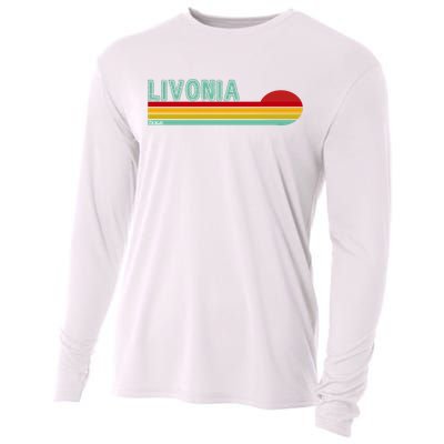 Livonia Michigan Retro Sunset Logo Cooling Performance Long Sleeve Crew