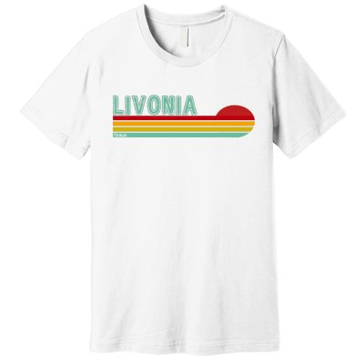 Livonia Michigan Retro Sunset Logo Premium T-Shirt