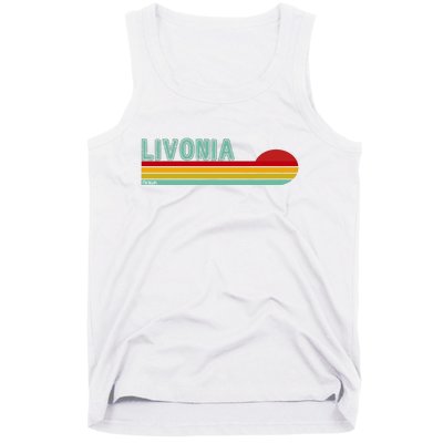 Livonia Michigan Retro Sunset Logo Tank Top