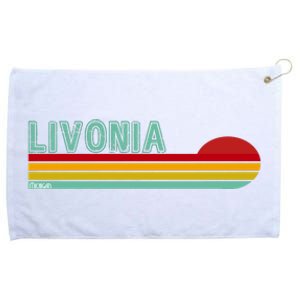 Livonia Michigan Retro Sunset Logo Grommeted Golf Towel