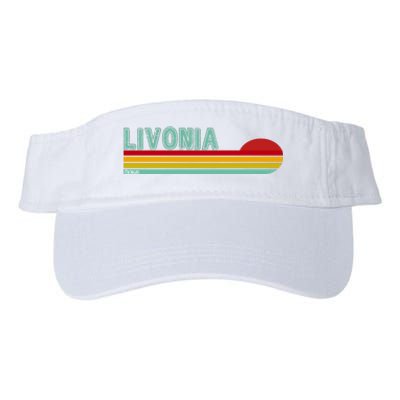 Livonia Michigan Retro Sunset Logo Valucap Bio-Washed Visor