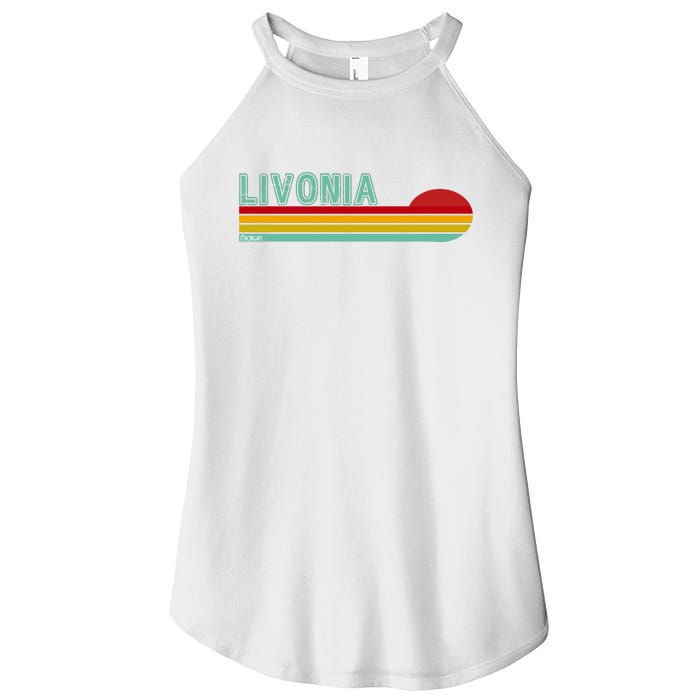 Livonia Michigan Retro Sunset Logo Women’s Perfect Tri Rocker Tank