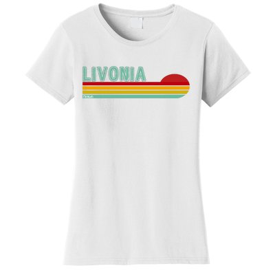 Livonia Michigan Retro Sunset Logo Women's T-Shirt