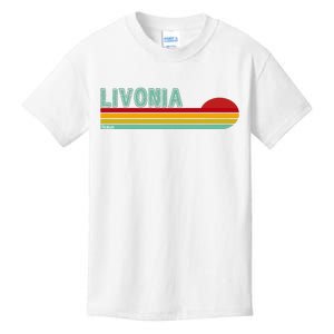 Livonia Michigan Retro Sunset Logo Kids T-Shirt