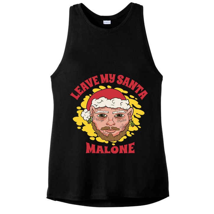 Leave My Santa Malone Funny Christmas Ladies PosiCharge Tri-Blend Wicking Tank