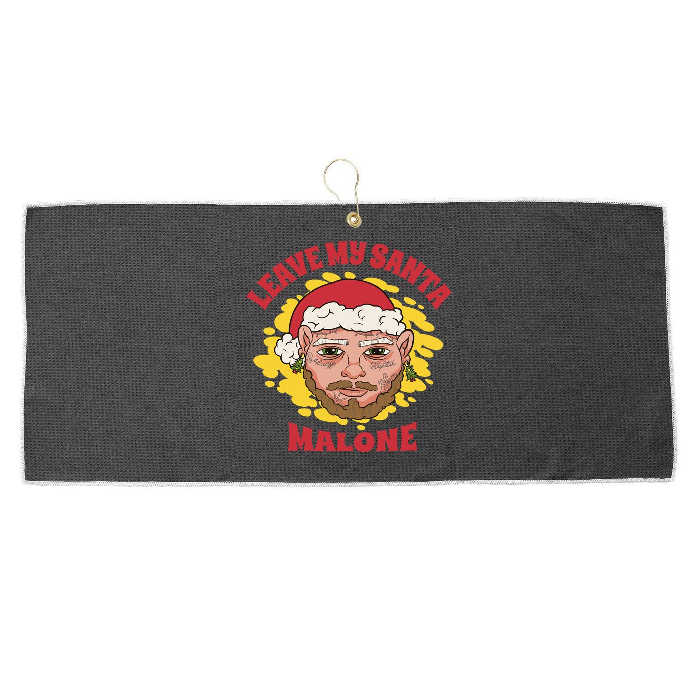 Leave My Santa Malone Funny Christmas Large Microfiber Waffle Golf Towel