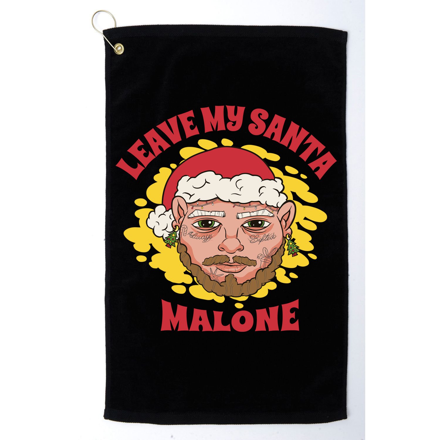 Leave My Santa Malone Funny Christmas Golf Towel