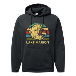 Lake Marion South Carolina Souvernir Gift Cool Catfish Performance Fleece Hoodie