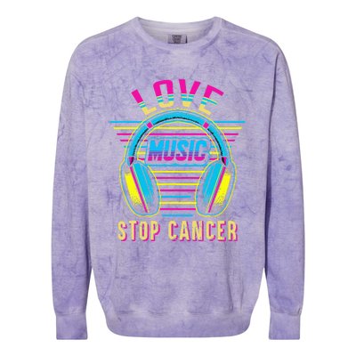 Love Music Stop Cancer Breast Cancer Awareness Mom Colorblast Crewneck Sweatshirt