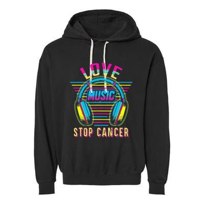 Love Music Stop Cancer Breast Cancer Awareness Mom Garment-Dyed Fleece Hoodie