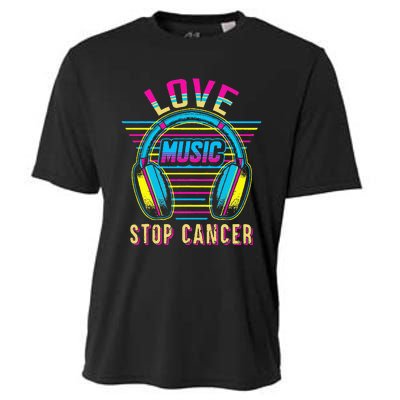 Love Music Stop Cancer Breast Cancer Awareness Mom Cooling Performance Crew T-Shirt