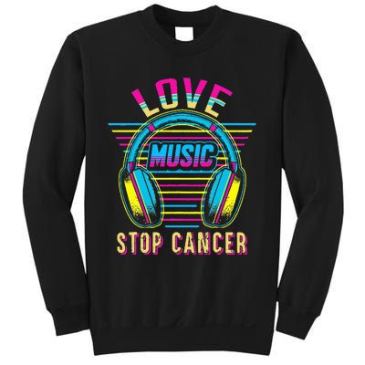 Love Music Stop Cancer Breast Cancer Awareness Mom Sweatshirt