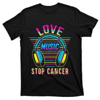 Love Music Stop Cancer Breast Cancer Awareness Mom T-Shirt