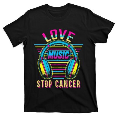 Love Music Stop Cancer Breast Cancer Awareness Mom T-Shirt