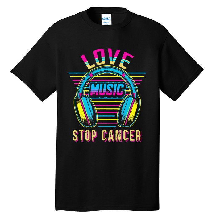 Love Music Stop Cancer Breast Cancer Awareness Mom Tall T-Shirt