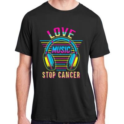 Love Music Stop Cancer Breast Cancer Awareness Mom Adult ChromaSoft Performance T-Shirt