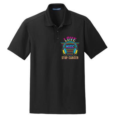 Love Music Stop Cancer Breast Cancer Awareness Mom Dry Zone Grid Polo