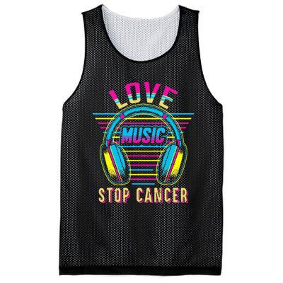 Love Music Stop Cancer Breast Cancer Awareness Mom Mesh Reversible Basketball Jersey Tank