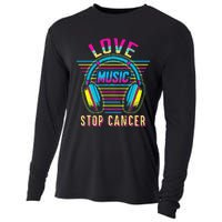 Love Music Stop Cancer Breast Cancer Awareness Mom Cooling Performance Long Sleeve Crew