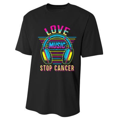 Love Music Stop Cancer Breast Cancer Awareness Mom Performance Sprint T-Shirt