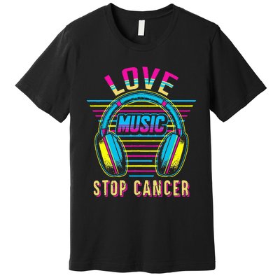 Love Music Stop Cancer Breast Cancer Awareness Mom Premium T-Shirt