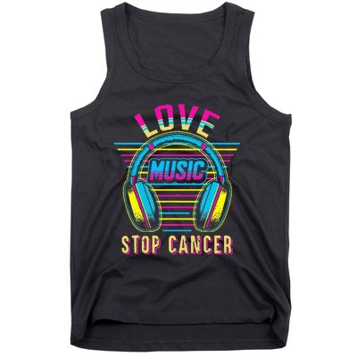 Love Music Stop Cancer Breast Cancer Awareness Mom Tank Top