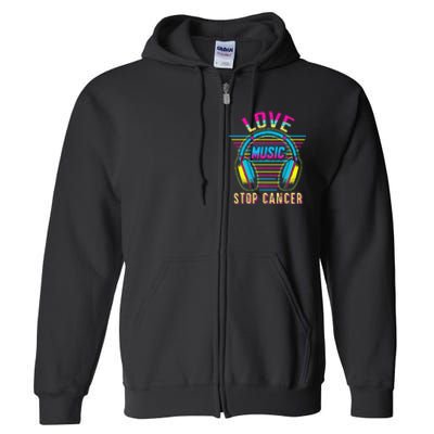 Love Music Stop Cancer Breast Cancer Awareness Mom Full Zip Hoodie