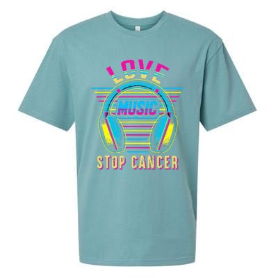 Love Music Stop Cancer Breast Cancer Awareness Mom Sueded Cloud Jersey T-Shirt