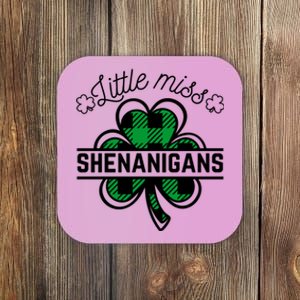 Little Miss Shenanigans Patrick's Day Leopard Shamrock Irish Funny Gift Coaster