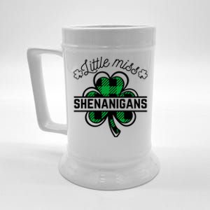 Little Miss Shenanigans Patrick's Day Leopard Shamrock Irish Funny Gift Beer Stein