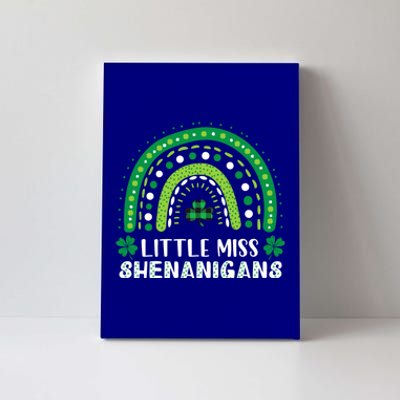 Little Miss Shenanigans Rainbow Plaid St Patrick's Day Gift Canvas