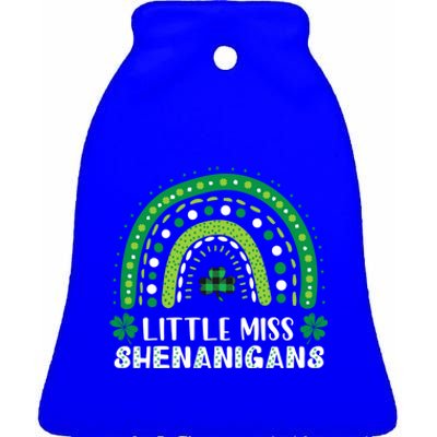 Little Miss Shenanigans Rainbow Plaid St Patrick's Day Gift Ceramic Bell Ornament