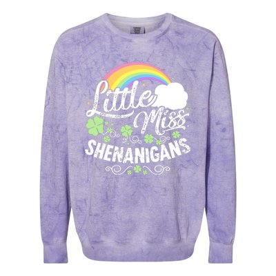 Little Miss Shenanigans St Patricks Day Colorblast Crewneck Sweatshirt