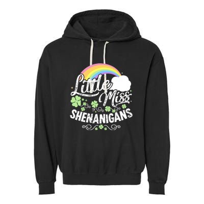 Little Miss Shenanigans St Patricks Day Garment-Dyed Fleece Hoodie