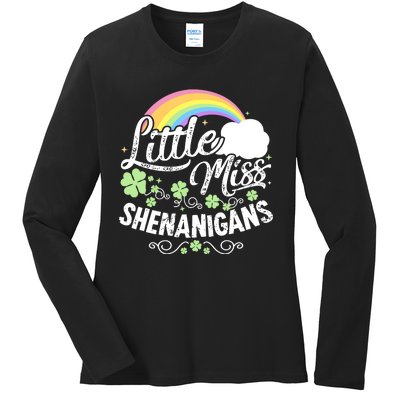 Little Miss Shenanigans St Patricks Day Ladies Long Sleeve Shirt