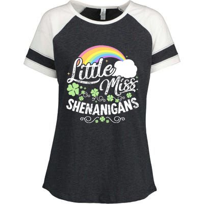 Little Miss Shenanigans St Patricks Day Enza Ladies Jersey Colorblock Tee