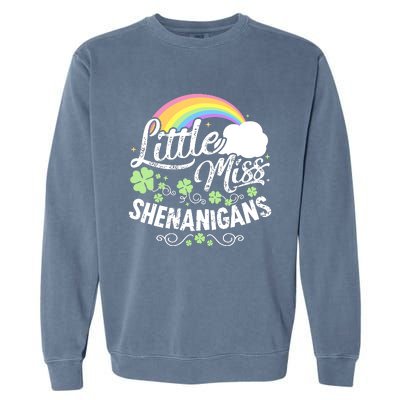 Little Miss Shenanigans St Patricks Day Garment-Dyed Sweatshirt