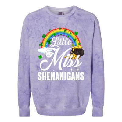 Little Miss Shenanigans Rainbow St Patricks Day Meaningful Gift Colorblast Crewneck Sweatshirt