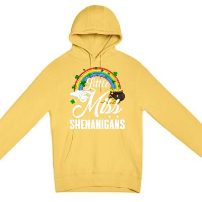 Little Miss Shenanigans Rainbow St Patricks Day Meaningful Gift Premium Pullover Hoodie